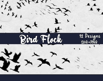 Bird Flock Svg, SVG files for Cricut, Bird Svg, Birds Svg, Flying Birds SVG, Horror Clipart, Birds Cut File, Bird Cut File, Fly SVG