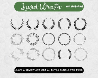 Christmas Wreath Svg Bundle, Svg Files for Cricut, Laurel SVG, Cut Files, Laurel Wreath, Wreath Frame Clipart, Floral Wreath Frame, Wreath