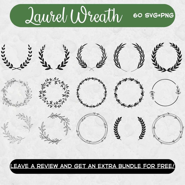 Christmas Wreath Svg Bundle, Svg Files for Cricut, Laurel SVG, Cut Files, Laurel Wreath, Wreath Frame Clipart, Floral Wreath Frame, Wreath