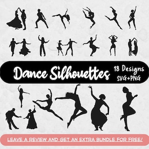 Ensemble SVG de silhouettes de danse, fichiers Svg pour Cricut, fichier de coupe de danse, clipart de danse, utilisation commerciale Svg, SVG de danse, fichiers de coupe de danse, danseurs