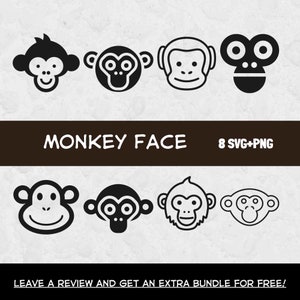 Monkey Face Svg, Svg Files for Cricut, Monkey Svg, Zoo Svg, Safari Svg, Monkey Clipart, Ape Svg, Kids Clipart, Monkey Cut File, Monkeys SVG