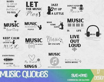 Music Quote SVG bundle, Music Shirts, Music Teacher svg, Music Cut Files, Music Lover, Svg Files For Cricut, Cricut Svg, Music Quotes