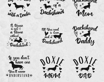 Dachshund SVG Bundle, Funny Doxie Quotes, Dog Mom Cut Files, Cricut Designs, Dog Lover Gift, Wiener Dog SVG, Shirt Mug Decal