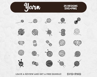 Yarn SVG Bundle, SVG files for Cricut, Yarn Png, Yarn Ball, Yarn Cut Files, Crochet svg, Knitting svg, Crafting Clipart, Yarn Clipart