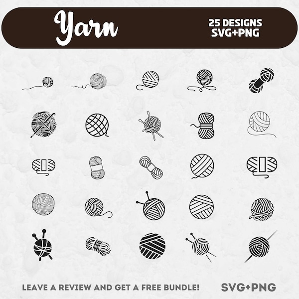 Yarn SVG Bundle, SVG files for Cricut, Yarn Png, Yarn Ball, Yarn Cut Files, Crochet svg, Knitting svg, Crafting Clipart, Yarn Clipart