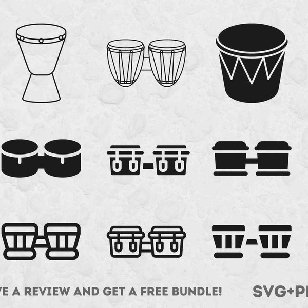 Bongo Drum SVG Bundle, Svg files for Cricut, Bongo SVG, Music Svg, Drum Clipart, Drummer clipart, African Svg, Rhythm Clipart, African Drums