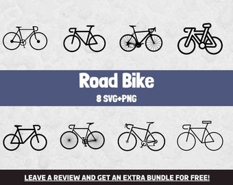Road Bike SVG Bundle, Cycling SVG, Bicycle Clipart, Cricut Cut Files, Cycling Gift, Bike Shirt Design, Racing Bike PNG, Cyclist Design