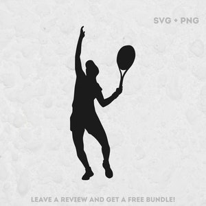 Tennisspieler Silhouette SVG, SVG-Datei für Cricut, Tennis Cut Datei, Tennis Aufschlag SVG, Tennisspieler Aufschlag SVG, Tennisspieler Silhouette