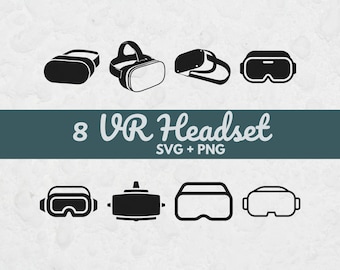 VR Headset SVG Bundle, Gaming Cut File, Virtual Reality Icon, Cricut svg, Metaverse Tech png, VR Glasses Clipart