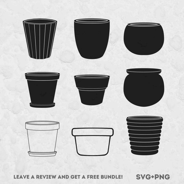 Flower Pot Svg Bundle, Svg Files for Cricut, Plant Lover, Flower Pot Cut Files, Plant Clipart, Flowers Svg, Pot Clipart, Plant SVG, Vectors