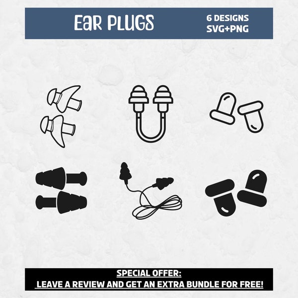 Ear Plug SVG, Svg files for Cricut, Ear Plug PNG, Sound Clipart, Earplug Clipart, Earplug Vector, Work Tool, Hearing Aid, Safety Svg