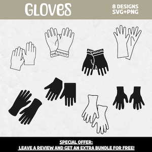 Gloves SVG Bundle, Svg files for Cricut, Gloves PNG Bundle, Paper Doll Clipart, Clothing SVG, Fashion svg, Clothing Clipart, Winter Gloves