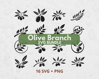 Olive Branch SVG Bundle, Olive Branch Clipart, Olive Leaf SVG, Botanical svg Bundle, Laurel Branch PNG, Wedding Greenery Cricut Files