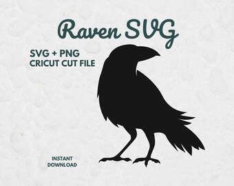 Raven Svg, Svg Files for Cricut, Bird Svg, Bird Clipart, Silhouette Svg, Bird Watcher, Raven Clipart, Raven Cut File, Crow SVG