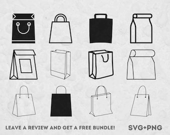 Paper Bag SVG Cut File, Shopping Bag Svg, SVG files for Cricut, Shopping Clipart, Grocery Bag Svg, Gift Bag Svg, Paper Bag Vector, Paper PNG