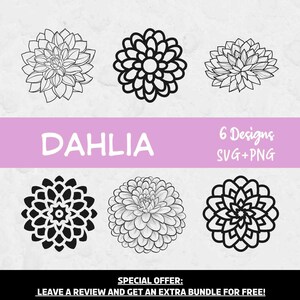 Dahlia SVG, Pliki SVG dla Cricut, Clipart kwiatów, Kwiaty SVG, Obraz clipart dalii, Plik cięty dalii, Kwiatowy SVG, Kwiat dalii, Ogród SVG