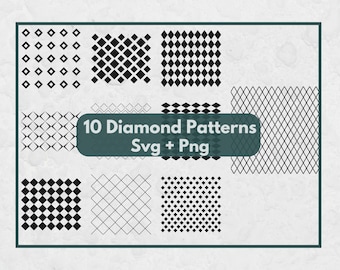 Pakiet SVG z wzorem diamentowym, pliki do cięcia kształtów geometrycznych, wzór Cricut SVG, bezszwowe tło, elementy graficzne