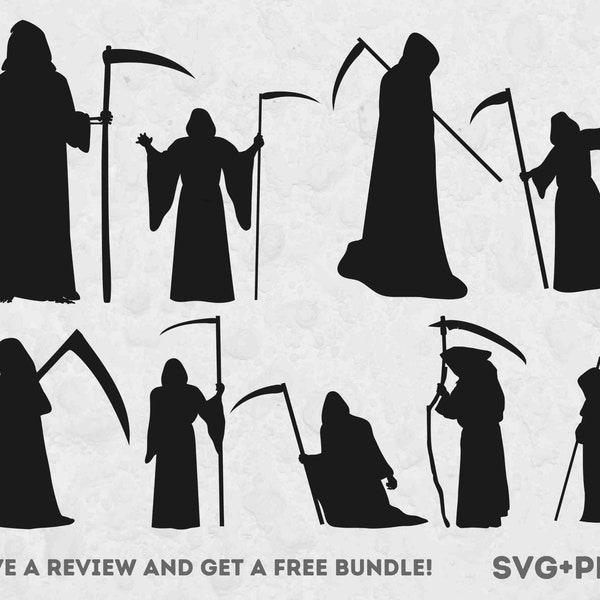 Grim Reaper Svg Bundle, Svg Files for Cricut, Grim Reaper Silhouette, Horror svg, Halloween SVG, Monster SVG, Spooky Season SVG, Death Svg