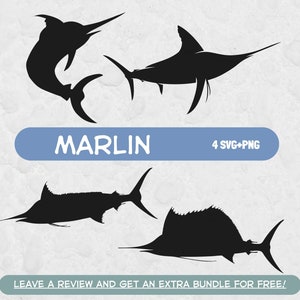 Marlin SVG, Svg files for Cricut, Marlin Clipart, Marlin PNG, Marlin Silhouettes, Nautical Svg, Marlin Cut File, Fish SVG, Ocean Svg,