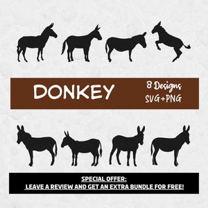 Esel SVG Bundle, SVG-Dateien für Cricut, Esel Vektor, Esel geschnitten Dateien, Bauernhof Tiere SVG, Esel Clipart, Esel Silhouetten, Esel PNG