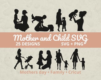 Mutter und Kind SVG Bundle, Mama Leben SVG, Mutterschaft Silhouette, Familie SVG für Cricut, Mom Shirt Design