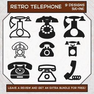 Retro Phone Icon SVG Bundle, SVG Files for Cricut, Telephone clipart, Retro Phone Clipart, Telephone svg, Retro Phone SVG, Phone Cut File