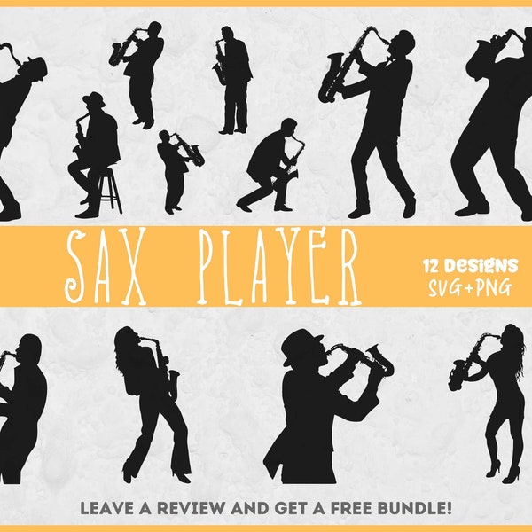 Saxophone Player Svg, SVG Files for Cricut, Sax Player Svg, Music SVG, Saxophone Player Silhouette, Sax Cut File, Instrument Clipart