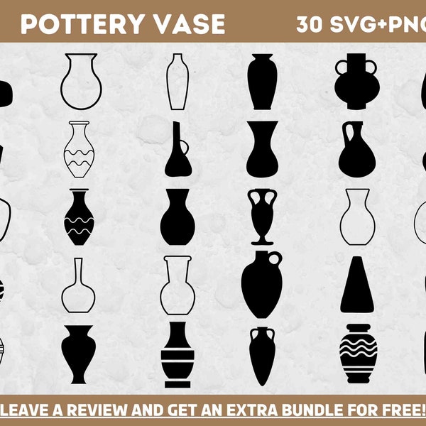 Pottery Vase Svg Bundle, Svg Files for Cricut, Plant Lover SVG, Vase Cut Files, Plant Clipart, Flowers Svg, Vase Clipart, Plant SVG