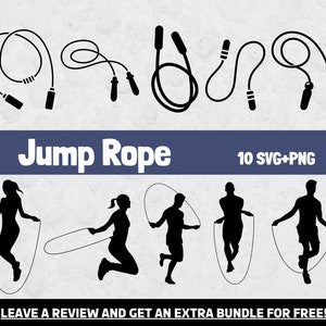 Jump Rope Svg Bundle, SVG Files for Cricut, Gym SVG, Fitness Clipart, Fitness Svg, Instant Download, Rope Jump Svg, Jumping Clipart, Rope