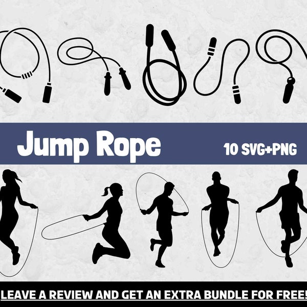 Jump Rope Svg Bundle, SVG Files for Cricut, Gym SVG, Fitness Clipart, Fitness Svg, Instant Download, Rope Jump Svg, Jumping Clipart, Rope