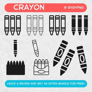 Crayon Svg bundle, SVG Files for Cricut, Crayon PNG, Draw Svg, Artist Svg, Crayon Clipart, Drawing svg, School Svg, Teacher Clipart