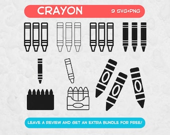 Crayon Svg bundle, SVG Files for Cricut, Crayon PNG, Draw Svg, Artist Svg, Crayon Clipart, Drawing svg, School Svg, Teacher Clipart