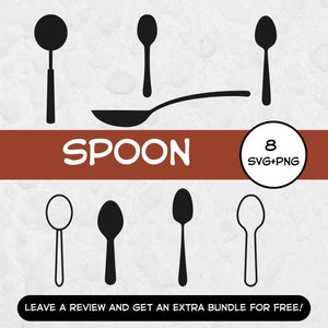 Spoon SVG, SVG files for Cricut, Kitchen Svg, Food Svg, Dining Clipart, Cutlery Cut File, Spoon Png, Food Clipart, Eat Svg, Soup Svg