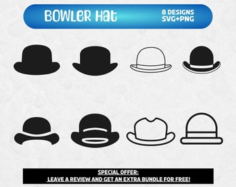 monocle svg, bowler hat clipart, mustache png, eps, dxf