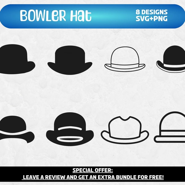 Bowler Hat Svg, Svg files for Cricut, Bowler Hat PNG, Gentleman SVG, Hat Cut File, Hat SVG, Bowler Svg, Hat Clipart, Retro Hat Design Svg