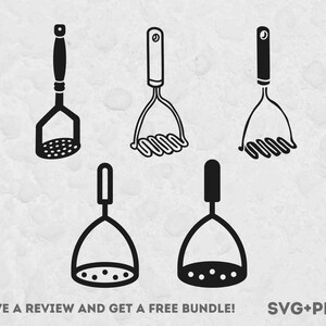 Potato Masher SVG, archivos SVG para Cricut, Kitchen Clipart, herramienta de cocina SVG, Food Clipart, Puré de patatas, Tater Masher, Crusher Svg, Png