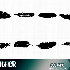 Feather Svg Bundle, Cut Files, Feather Silhouettes, Feather Clipart, Feather PNG, Bird SVG, Nature Clipart, Bird Feathers, Silhouette SVG