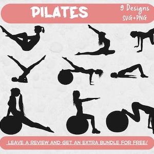 Pilates Svg Bundle, SVG Files for Cricut, Pilates Clipart, Pilates Silhouettes, Pilates Vectors, Pilates Cut Files, Yoga Svg, Pilates PNG