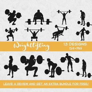Gewichtheben SVG Bundle, SVG-Dateien für Cricut, Power Lifting SVG, Gewichtheber Clipart, Silhouette SVG, Instant Download, Power-Lifter SVG