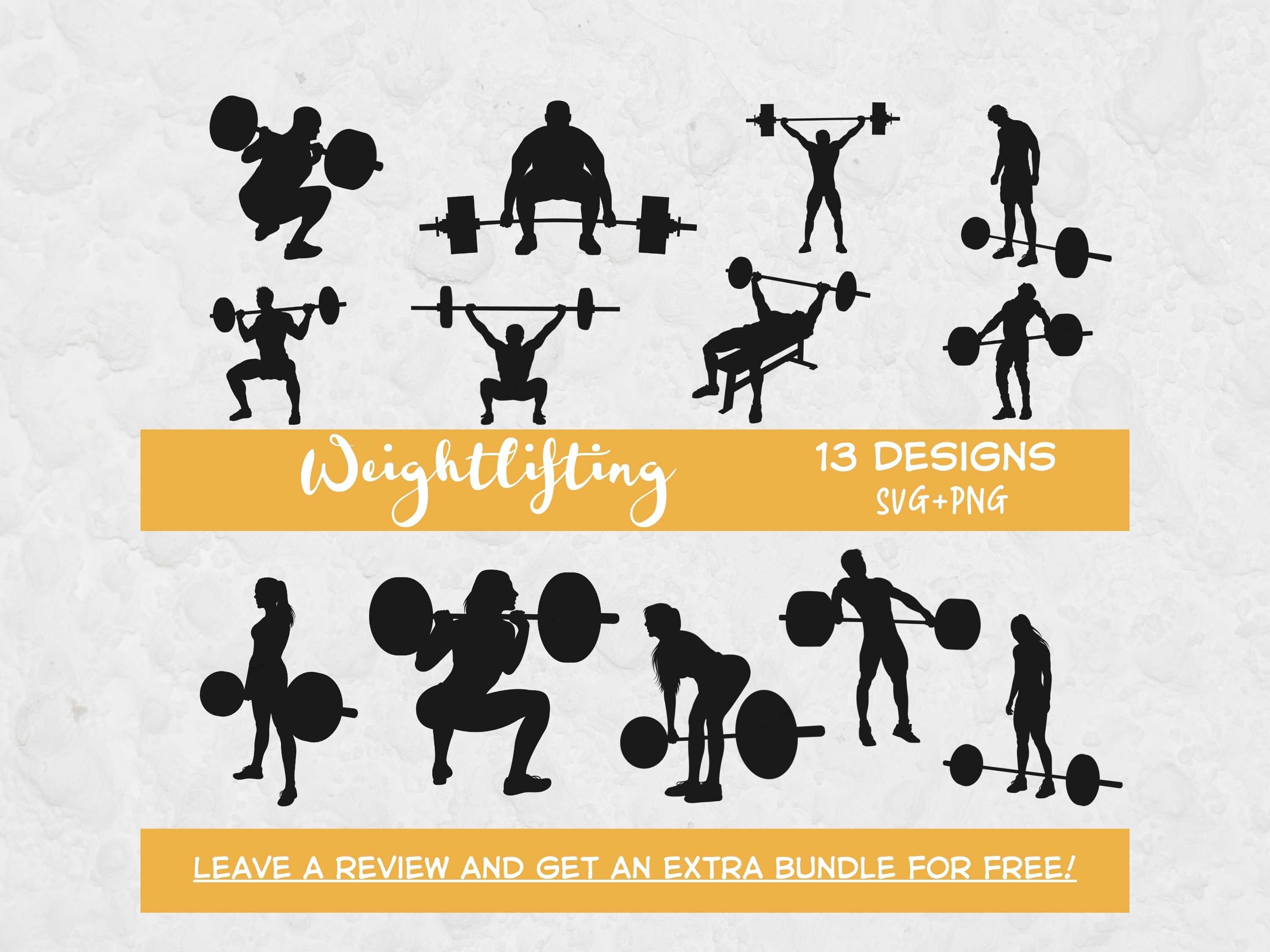 Weightlifting SVG Bundle, Gym Silhouette, Powerlifting Cut Files ...
