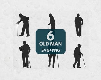 Old Man SVG Bundle, Grandpa SVG, Male Silhouette SVG, People Clipart, svg Files for Cricut, Old Man Cut File, Instant Download
