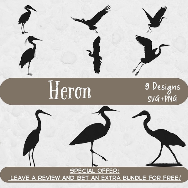 Heron Svg Bundle, Svg Files for Cricut, Heron Silhouette, Bird SVG Bundle, Coastal Bird Clipart, Heron Clipart, Heron Cut File, Design SVG