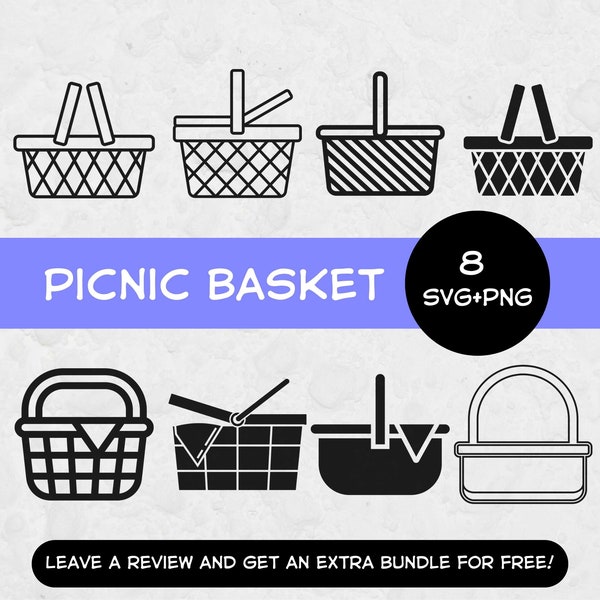 Picnic Basket Svg Cut File, SVG Files for Cricut, Picnic Clipart, Picnic Svg, Basket SVG, Basket Clipart, Food Basket SVG, Outdoors Clipart