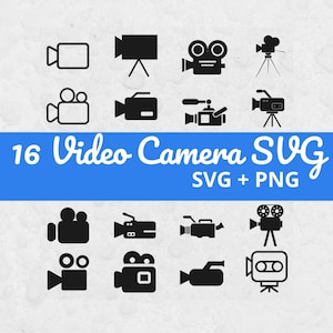 Videocamera SVG-bundel, SVG-bestanden voor Cricut, filmclipart, camera SVG, camerapictogram, bioscoop Svg, filmnacht Svg, filmregisseur Clipart