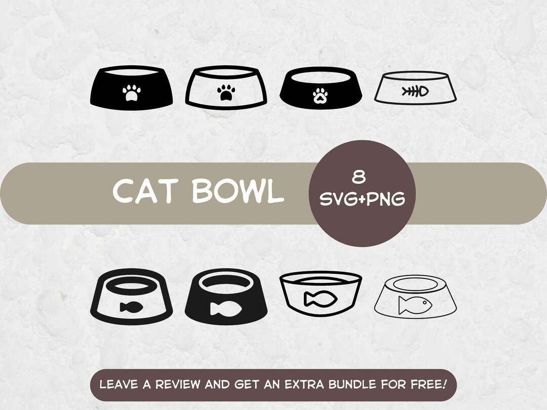 Cat Bowl SVG Bundle, Svg Files for Cricut, Cat Food SVG, Cat Bowls SVG