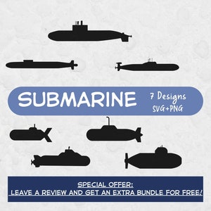 Submarine Svg Bundle, SVG Files for Cricut, Submarine Silhouette, Ocean ...