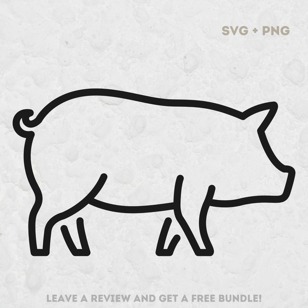 Pig Svg, Svg Files for Cricut, Pig Outline Svg, Pig Clipart, Pig Silhouette, Pig Design SVG, Farm Animal SVG, Farm Clipart, Bacon SVG