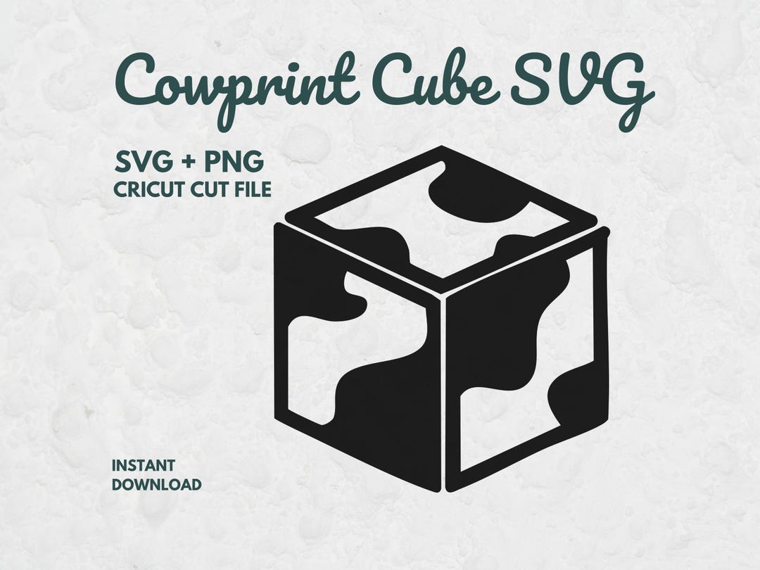 Cow Print Cube SVG PNG, Western Cow Pattern 3D Box Design, Farmhouse ...