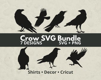 Bundle Svg Corbeau, fichiers SVG pour Cricut, Corbeau SVG, Clipart Corbeau, Corbeau couper fichier, Svg oiseau, Clipart oiseau, Corbeau PNG, Silhouettes de Corbeau