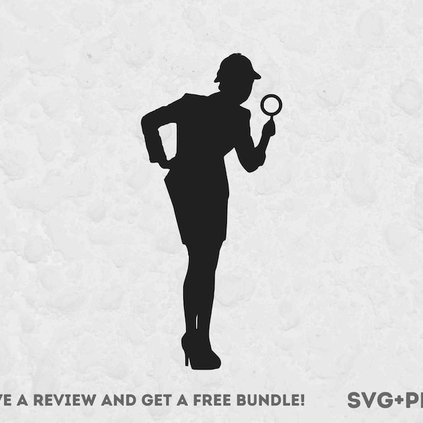 Female Detective Svg, Svg Files for Cricut, Crime Svg, Detective Cut File, Investigation SVG, Police Clipart, Female Investigator Design SVG